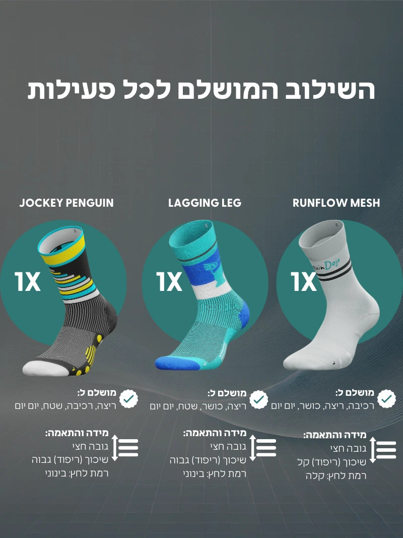 מארז 3 זוגות Ride & Run Essentials