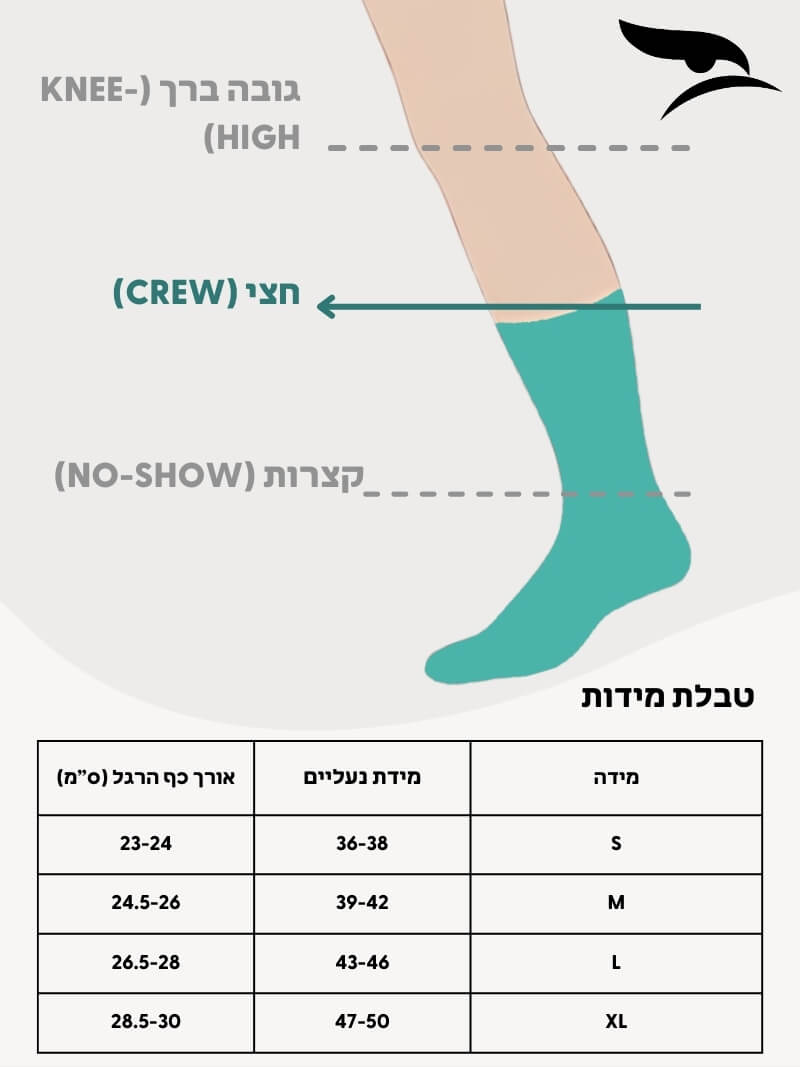 Lagging Leg - גרבי ריצה ורכיבה חצי (Crew)